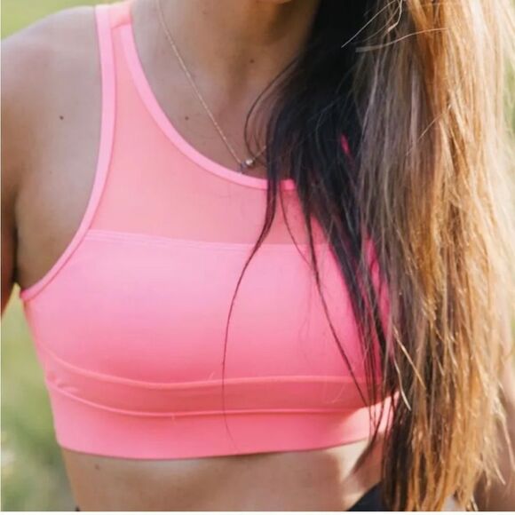 Zyia All Star Neon Hot Pink Performance Mesh Front Activewear Workout Sport Bra - Picture 2 of 8